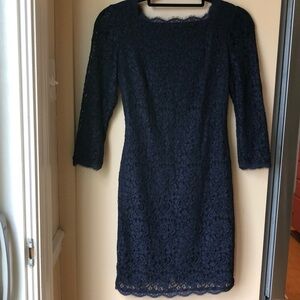 Adrianna Papell Evening Lace Dress with 3/4 Sleeves